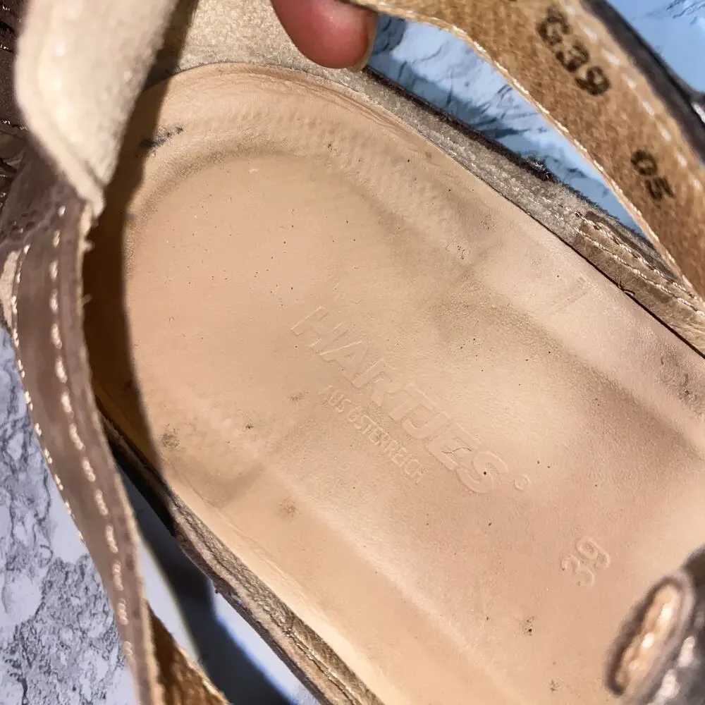 Hartjes Brown Bronze Leather Gladiator Flat Sandals Women's Size 39 US 9